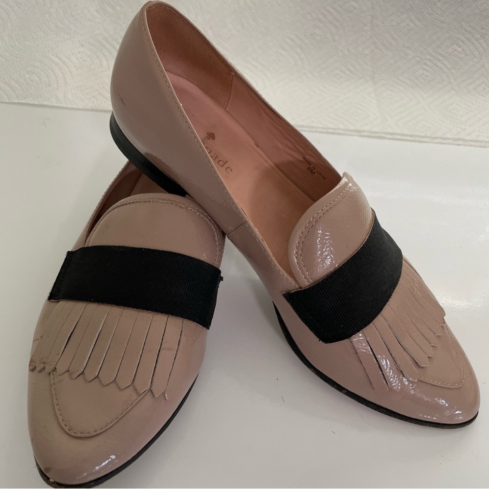 Kate Spade Beige Loafers with Black Band